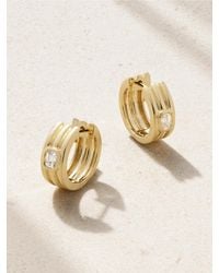 STONE AND STRAND - Trio Ridge 14-Karat Diamond Hoop Earrings - Lyst