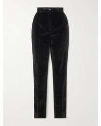 Dolce & Gabbana - Satin-Trimmed Cotton-Blend Velvet Slim-Leg Pants - Lyst