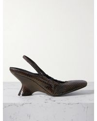 Dries Van Noten - Snake-Effect Leather Slingback Wedge Pumps - Lyst