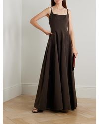STAUD Wells Pleated Cotton-blend Maxi Dress in Green | Lyst