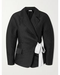 Lanvin - Belted Textured-Satin Jacket - Lyst