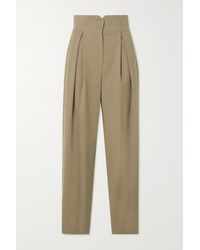 LE 17 SEPTEMBRE Pleated Wool-blend Straight-leg Pants - Natural