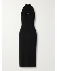 Cult Gaia - Collin Faux Pearl-Embellished Gathered Ribbed Stretch-Jersey Turtleneck Midi Dress - Lyst