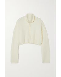 Skims Cosy Knit Cropped Bouclé Sweatshirt - White