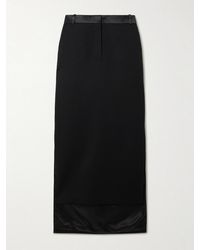 Lanvin - Asymmetric Satin-Trimmed Wool Skirt - Lyst