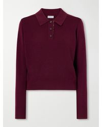 Burberry - Mandy Ribbed-Detail Wool Polo Sweater - Lyst
