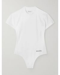 Alaïa - Embroidered Stretch-Cotton Jersey Bodysuit - Lyst