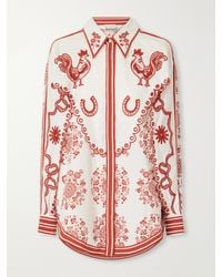 ALÉMAIS - Giddy Scalloped Embroidered Printed Cotton-Poplin Shirt - Lyst