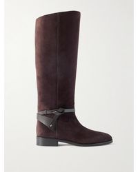 Jimmy Choo - Lawton Leather-Trimmed Suede Knee Boots - Lyst