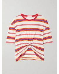 Rabanne - T-Shirt En Jersey De Coton Mélangé À Rayures Et À Ornement - Lyst