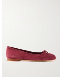 Manolo Blahnik - Veralli Bow-Detailed Suede Ballet Flats - Lyst