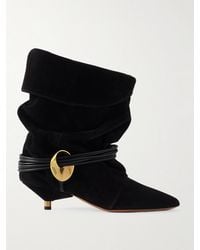 Isabel Marant - Edrika Leather-Trimmed Embellished Gathered Suede Ankle Boots - Lyst