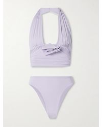 Maygel Coronel - Vives Appliquéd Ruched Halterneck Bikini - Lyst