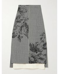 Erdem - Pleated Prince Of Wales Floral-Print Recycled Woven Midi Skirt - Lyst