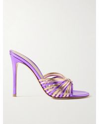 Gianvito Rossi - 70 Embellished Metallic Leather Sandals - Lyst