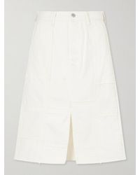 B Sides - Madras Distressed Denim Midi Skirt - Lyst