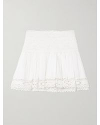Isabel Marant - Violana Minirock Aus Einer Leinen-Baumwollmischung Mit Spitzeneinsätzen Und Falten - Lyst