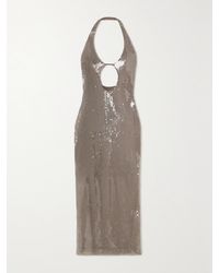 16Arlington - Sola Cutout Sequined Stretch-Tulle Halterneck Midi Dress - Lyst