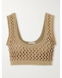 DIOTIMA - Lady Embellished Cropped Crocheted Cotton-Blend Top - Lyst