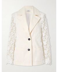 Safiyaa - Cannis Cotton-Drill And Guipure-Lace Blazer - Lyst