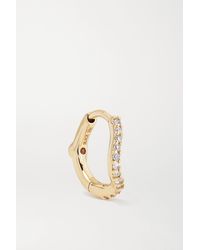 Maria Black Wave Huggie Gold, Diamond And Sapphire Earring - Metallic