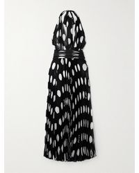 Dolce & Gabbana - Halterneck Polka-Dot Silk Plissé-Chiffon Midi Dress - Lyst