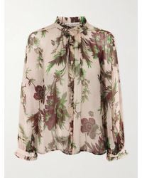 Alix Of Bohemia - Poet Summermoss Floral-Print Chiffon Blouse - Lyst