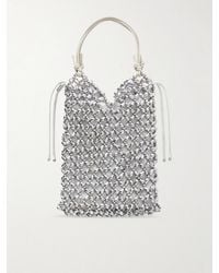 STAUD - Kelly Leather-Trimmed Embellished Satin Shoulder Bag - Lyst