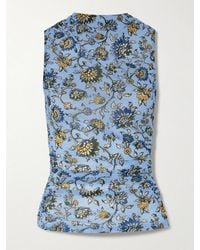 Veronica Beard - Sylviani Oberteil Aus Stretch-Tüll Mit Raffungen Und Blumenprint - Lyst