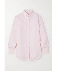 James Purdey & Sons Embroidered Striped Cotton Oxford Shirt Dress in 