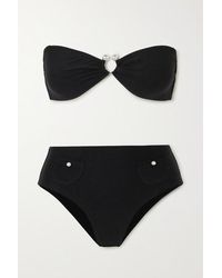 Leslie Amon Thea Bandeau-bikini Mit Kunstperlen - Schwarz