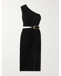 Bottega Veneta - One-Shoulder Cutout Gathered Embellished Crepe-Jersey Midi Dress - Lyst