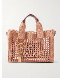 Chloé - Summer Banana Leather-Trimmed Raffia Tote Bag - Lyst