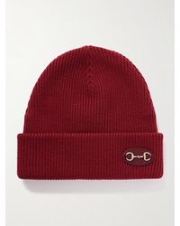 Gucci - Beanie Aus Gerippter Wolle Mit Horsebit-Detail Und Applikation - Lyst