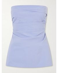 St. Agni - Strapless Cotton-Blend Poplin Top - Lyst