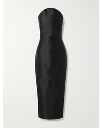 Violante Nessi - Monica Strapless Satin Midi Dress - Lyst