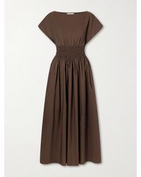 Matteau - Shirred Organic Cotton-Poplin Maxi Dress - Lyst