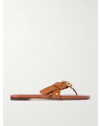 Chloé - Mae Buckle-Embellished Leather Slides - Lyst