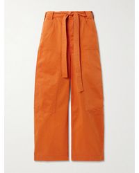 Jamie Haller - The Karate Cropped Belted Cotton-Twill Wide-Leg Pants - Lyst