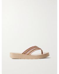 Gabriela Hearst - Clemence Striped Raffia Platform Flip Flops - Lyst
