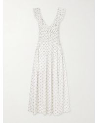 Doen - Sorina Tiered Embroidered Floral-Print Organic Cotton Midi Dress - Lyst