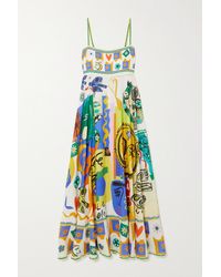 ALÃMAIS Soleil Linen Midi Dress in White | Lyst UK