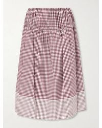 LIBEROWE - Eve Tiered Checked Cotton Midi Skirt - Lyst