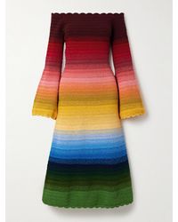 Oscar de la Renta - Off-The-Shoulder Striped Crocheted Cotton Midi Dress - Lyst