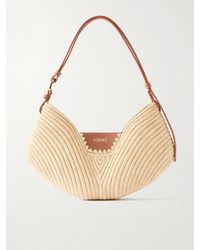 Loewe - Paula's Ibiza Swing Medium Leather-Trimmed Raffia Shoulder Bag - Lyst