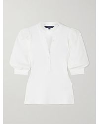 Veronica Beard - Coralee Poplin And Ribbed Stretch Pima Cotton-Jersey Top - Lyst