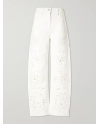 FARM Rio - Richelieu Broderie Anglaise-Trimmed Mid-Rise Straight-Leg Jeans - Lyst