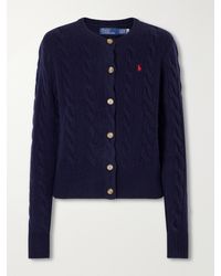 Polo Ralph Lauren - Logo-Embroidered Wool And Cashmere-Blend Cardigan - Lyst