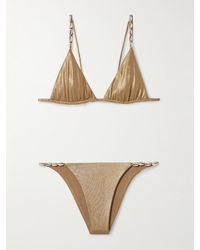 SARA CRISTINA - Cowries Embellished Metallic Triangle Bikini - Lyst