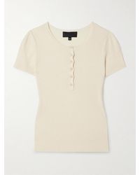 Nili Lotan - Francene Ribbed Silk Henley T-Shirt - Lyst
